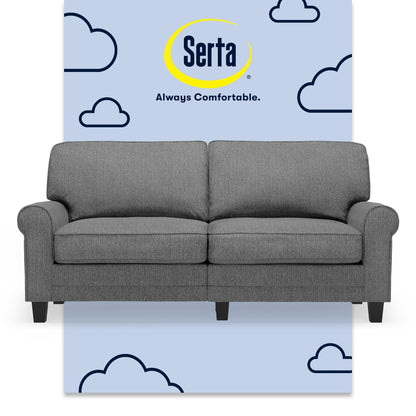 Serta Copenhagen 73 Rolled Arm Sofa, Easy Care Polyester, Soft Pillow Back, Pocket Coil Seat Cushions