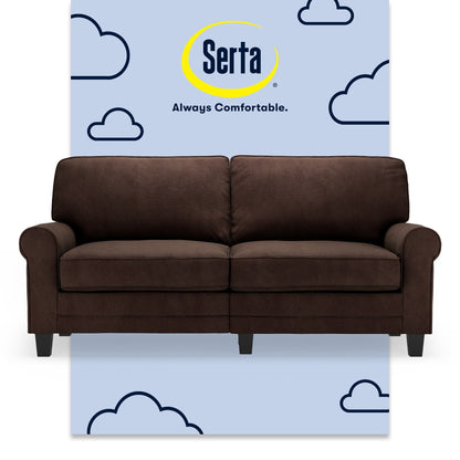 Serta Copenhagen 73 Rolled Arm Sofa, Easy Care Polyester, Soft Pillow Back, Pocket Coil Seat Cushions