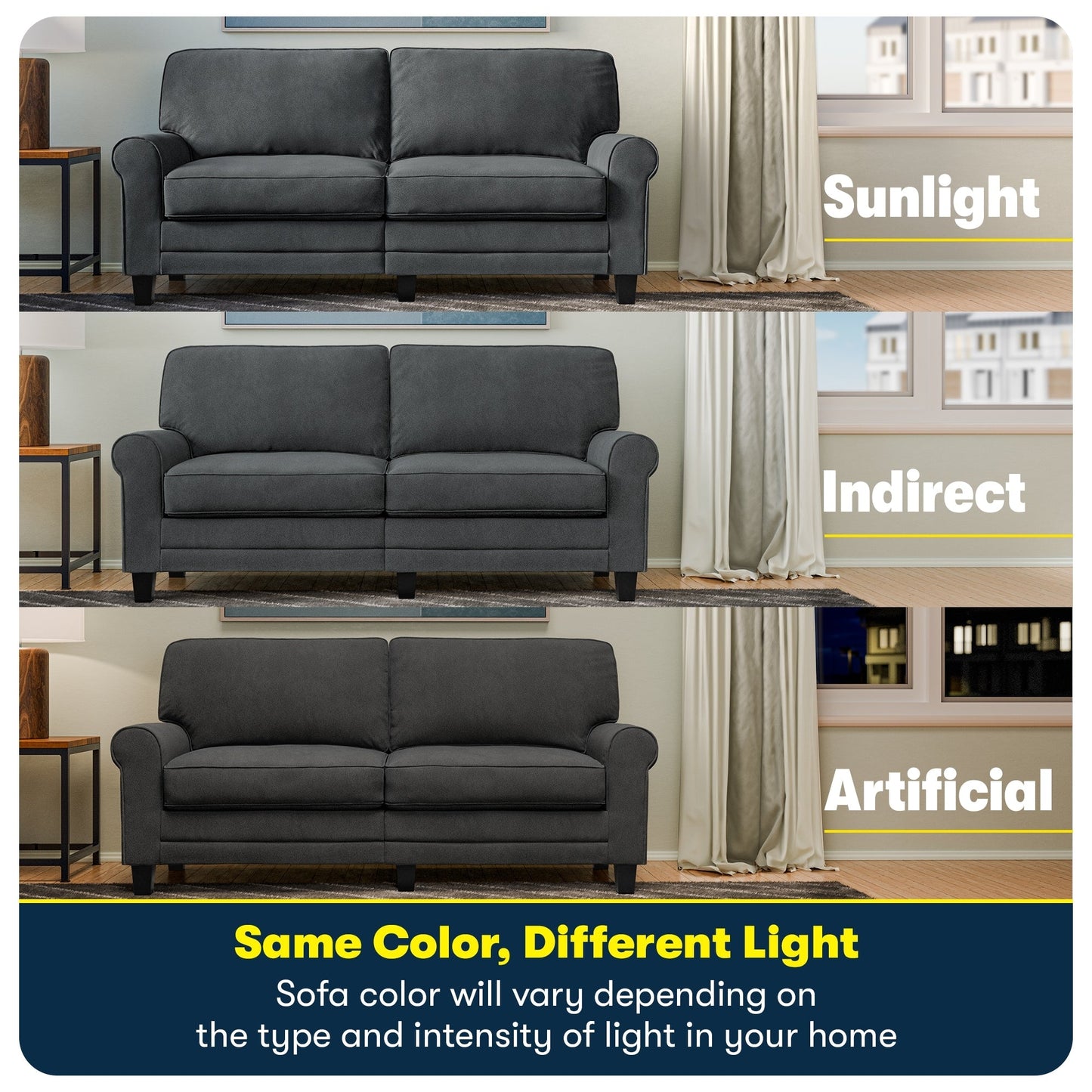 Serta Copenhagen 73 Rolled Arm Sofa, Easy Care Polyester, Soft Pillow Back, Pocket Coil Seat Cushions