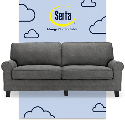 Serta Copenhagen 78 Rolled Arm Sofa, Easy Care Polyester, Soft Pillow Back, Pocket Coil Seat Cushions