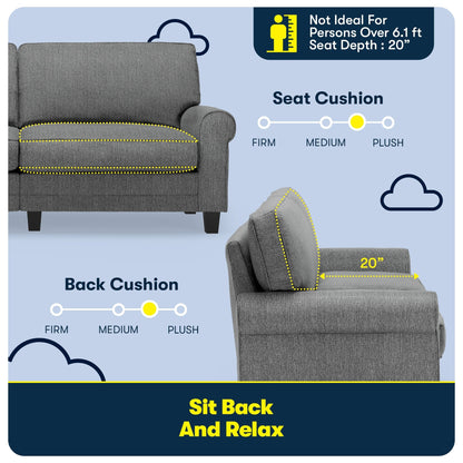 Serta Copenhagen 78 Rolled Arm Sofa, Easy Care Polyester, Soft Pillow Back, Pocket Coil Seat Cushions