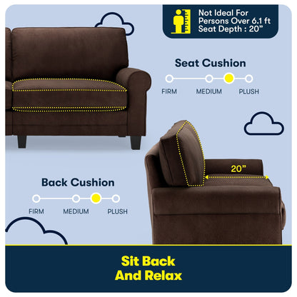 Serta Copenhagen 78 Rolled Arm Sofa, Easy Care Polyester, Soft Pillow Back, Pocket Coil Seat Cushions