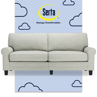 Serta Copenhagen 78 Rolled Arm Sofa, Easy Care Polyester, Soft Pillow Back, Pocket Coil Seat Cushions