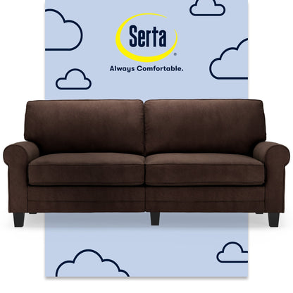 Serta Copenhagen 78 Rolled Arm Sofa, Easy Care Polyester, Soft Pillow Back, Pocket Coil Seat Cushions