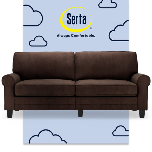 Serta Copenhagen 78 Rolled Arm Sofa, Easy Care Polyester, Soft Pillow Back, Pocket Coil Seat Cushions
