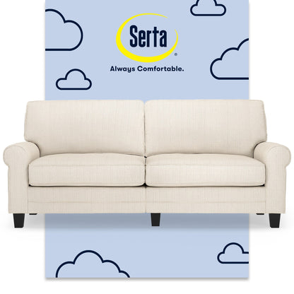 Serta Copenhagen 78 Rolled Arm Sofa, Easy Care Polyester, Soft Pillow Back, Pocket Coil Seat Cushions
