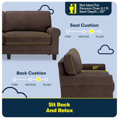 Serta Copenhagen 78 Rolled Arm Sofa, Easy Care Polyester, Soft Pillow Back, Pocket Coil Seat Cushions