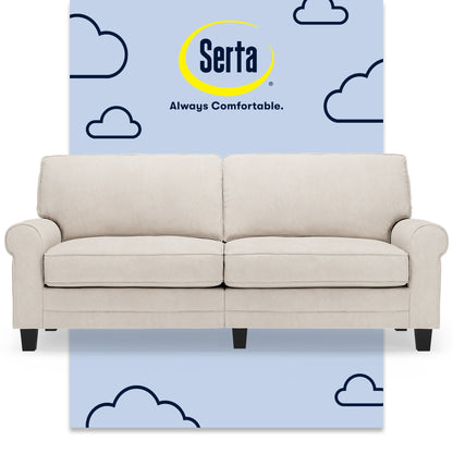 Serta Copenhagen 78 Rolled Arm Sofa, Easy Care Polyester, Soft Pillow Back, Pocket Coil Seat Cushions