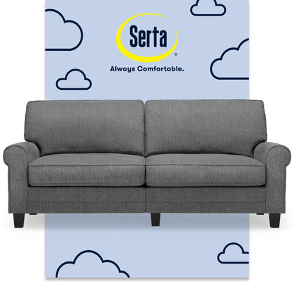 Serta Copenhagen 78 Rolled Arm Sofa, Easy Care Polyester, Soft Pillow Back, Pocket Coil Seat Cushions