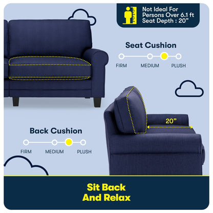 Serta Copenhagen 78 Rolled Arm Sofa, Easy Care Polyester, Soft Pillow Back, Pocket Coil Seat Cushions