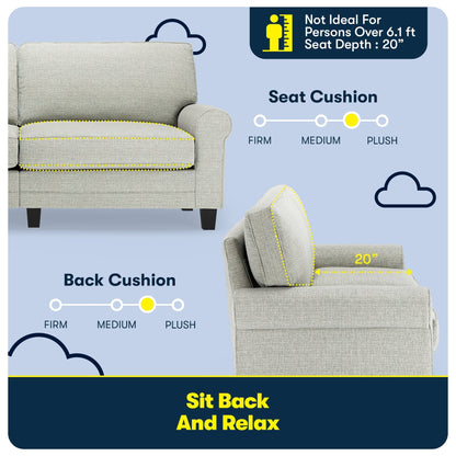Serta Copenhagen 78 Rolled Arm Sofa, Easy Care Polyester, Soft Pillow Back, Pocket Coil Seat Cushions