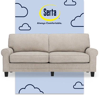 Serta Copenhagen 78 Rolled Arm Sofa, Easy Care Polyester, Soft Pillow Back, Pocket Coil Seat Cushions
