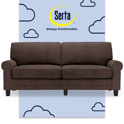 Serta Copenhagen 78 Rolled Arm Sofa, Easy Care Polyester, Soft Pillow Back, Pocket Coil Seat Cushions