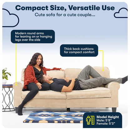 Serta Copenhagen 78 Rolled Arm Sofa, Easy Care Polyester, Soft Pillow Back, Pocket Coil Seat Cushions