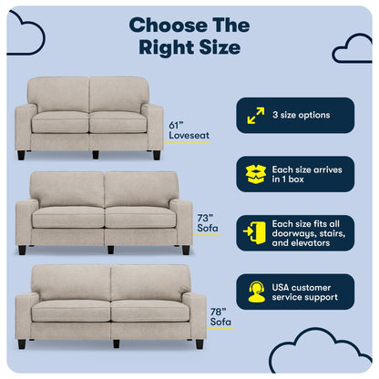 Serta Palisades 73 Track Arm Sofa, Easy Care Polyester, Soft Pillow Back, Pocket Coil Seat Cushions