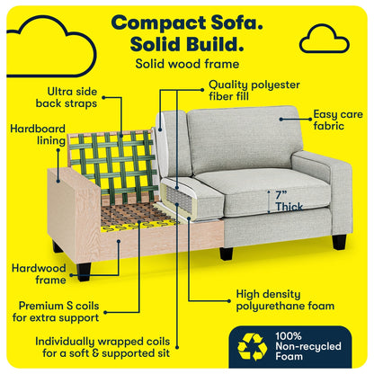 Serta Palisades 73 Track Arm Sofa, Easy Care Polyester, Soft Pillow Back, Pocket Coil Seat Cushions
