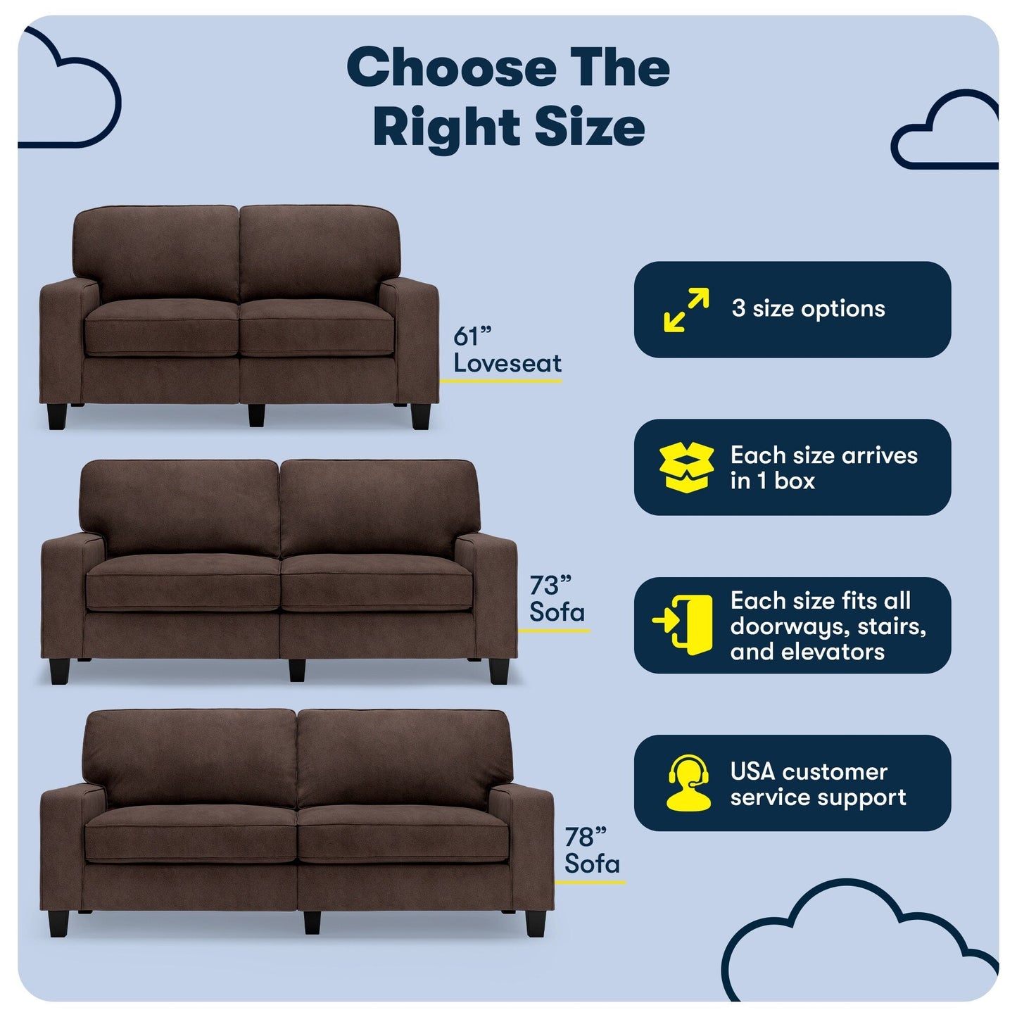 Serta Palisades 73 Track Arm Sofa, Easy Care Polyester, Soft Pillow Back, Pocket Coil Seat Cushions