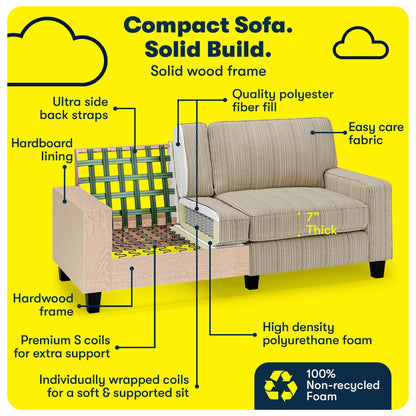 Serta Palisades 73 Track Arm Sofa, Easy Care Polyester, Soft Pillow Back, Pocket Coil Seat Cushions