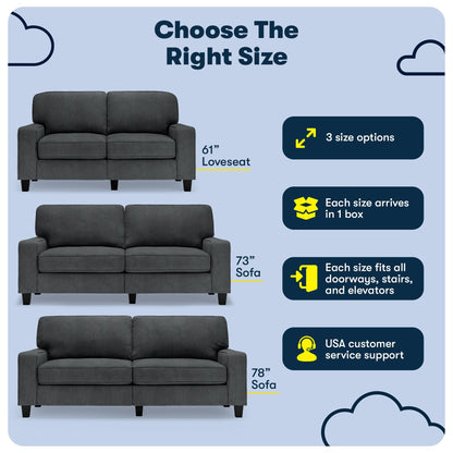 Serta Palisades 73 Track Arm Sofa, Easy Care Polyester, Soft Pillow Back, Pocket Coil Seat Cushions