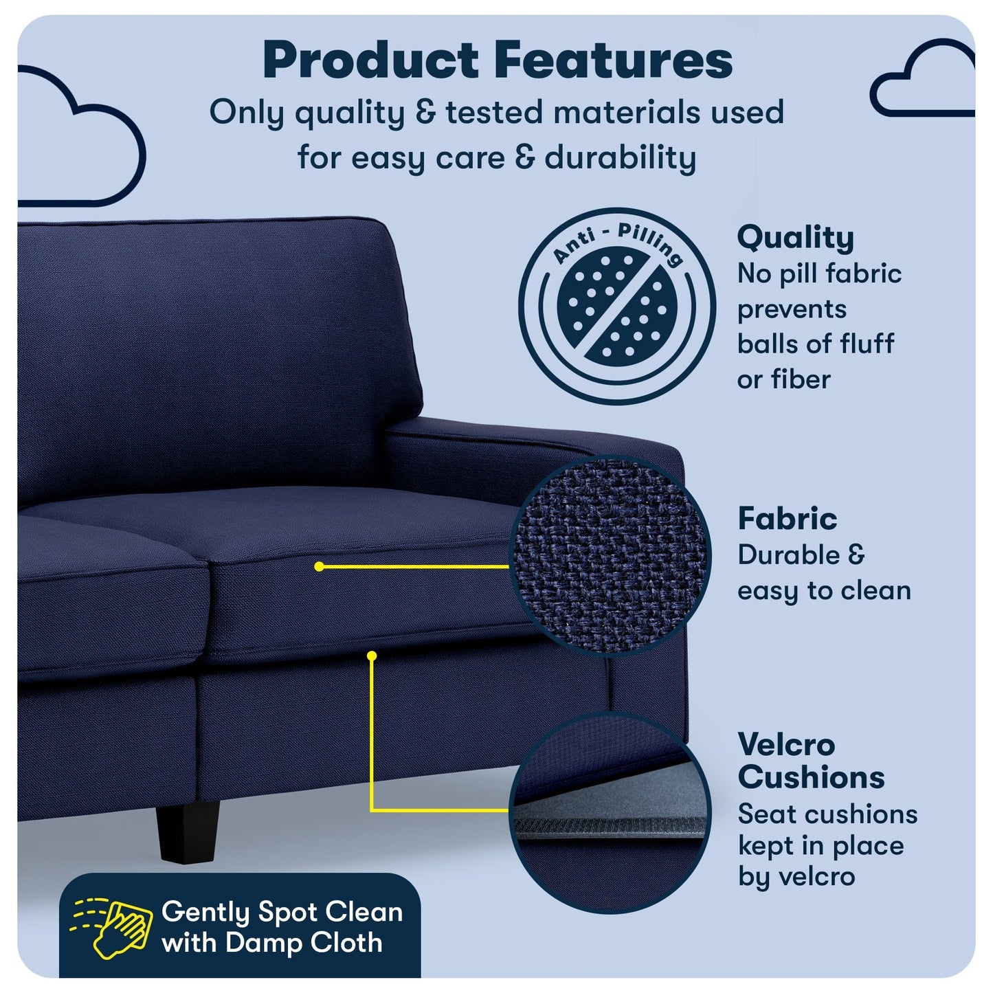 Serta Palisades 73 Track Arm Sofa, Easy Care Polyester, Soft Pillow Back, Pocket Coil Seat Cushions