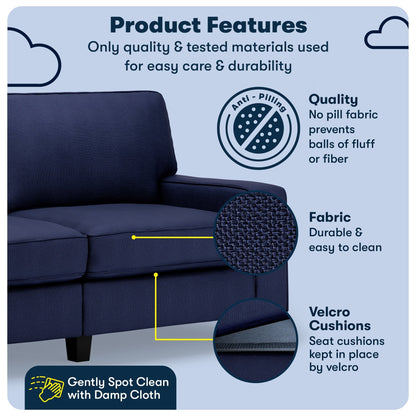 Serta Palisades 73 Track Arm Sofa, Easy Care Polyester, Soft Pillow Back, Pocket Coil Seat Cushions
