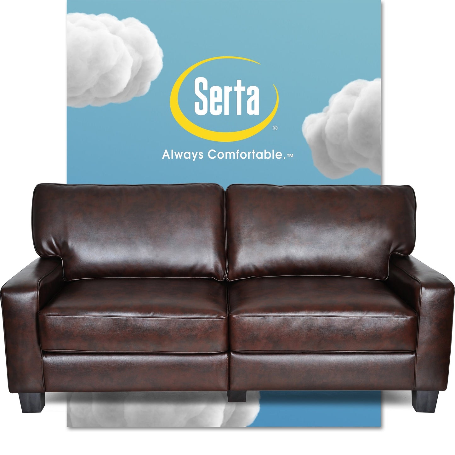 Serta Palisades 73 Track Arm Sofa, Easy Care Polyester, Soft Pillow Back, Pocket Coil Seat Cushions
