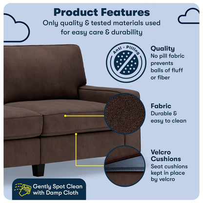 Serta Palisades 73 Track Arm Sofa, Easy Care Polyester, Soft Pillow Back, Pocket Coil Seat Cushions