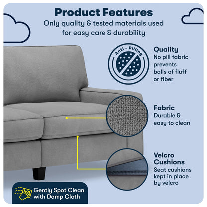 Serta Palisades 73 Track Arm Sofa, Easy Care Polyester, Soft Pillow Back, Pocket Coil Seat Cushions