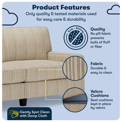 Serta Palisades 73 Track Arm Sofa, Easy Care Polyester, Soft Pillow Back, Pocket Coil Seat Cushions