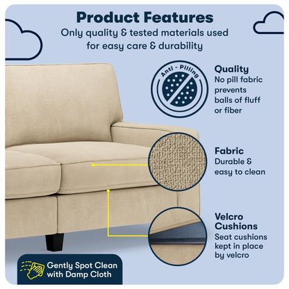 Serta Palisades 73 Track Arm Sofa, Easy Care Polyester, Soft Pillow Back, Pocket Coil Seat Cushions