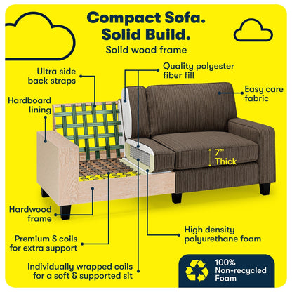 Serta Palisades 73 Track Arm Sofa, Easy Care Polyester, Soft Pillow Back, Pocket Coil Seat Cushions