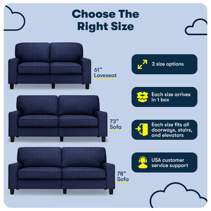 Serta Palisades 73 Track Arm Sofa, Easy Care Polyester, Soft Pillow Back, Pocket Coil Seat Cushions
