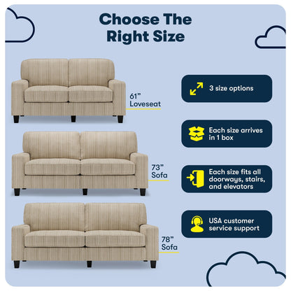 Serta Palisades 73 Track Arm Sofa, Easy Care Polyester, Soft Pillow Back, Pocket Coil Seat Cushions