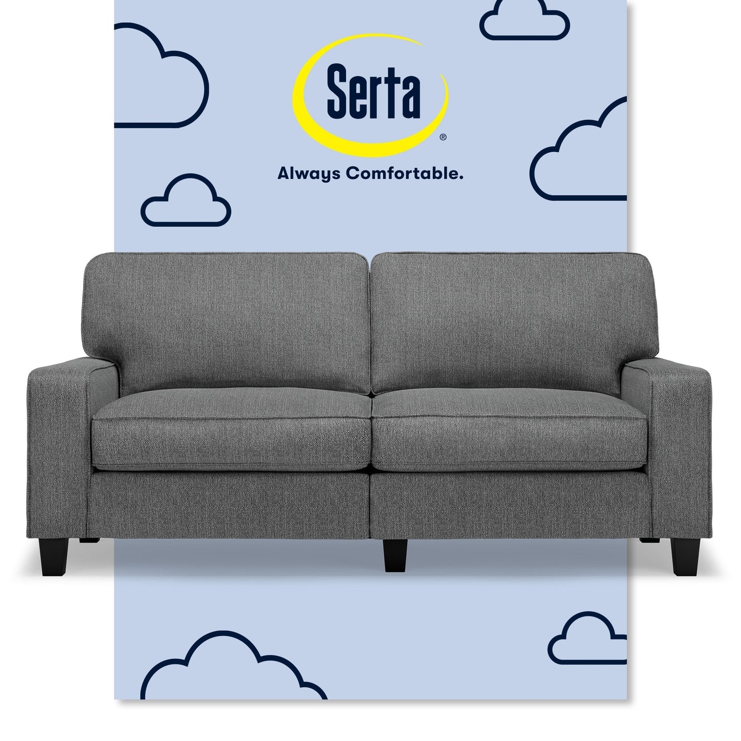 Serta Palisades 73 Track Arm Sofa, Easy Care Polyester, Soft Pillow Back, Pocket Coil Seat Cushions