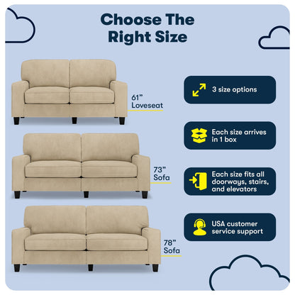 Serta Palisades 73 Track Arm Sofa, Easy Care Polyester, Soft Pillow Back, Pocket Coil Seat Cushions