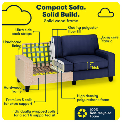 Serta Palisades 73 Track Arm Sofa, Easy Care Polyester, Soft Pillow Back, Pocket Coil Seat Cushions