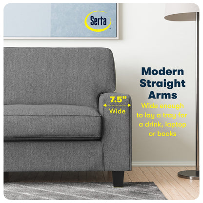 Serta Palisades 73 Track Arm Sofa, Easy Care Polyester, Soft Pillow Back, Pocket Coil Seat Cushions