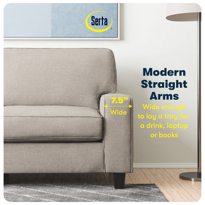Serta Palisades 73 Track Arm Sofa, Easy Care Polyester, Soft Pillow Back, Pocket Coil Seat Cushions