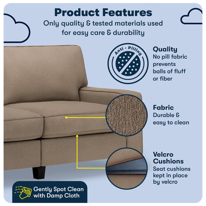 Serta Palisades 73 Track Arm Sofa, Easy Care Polyester, Soft Pillow Back, Pocket Coil Seat Cushions