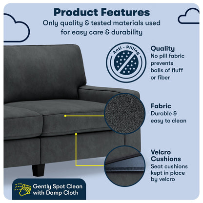 Serta Palisades 73 Track Arm Sofa, Easy Care Polyester, Soft Pillow Back, Pocket Coil Seat Cushions