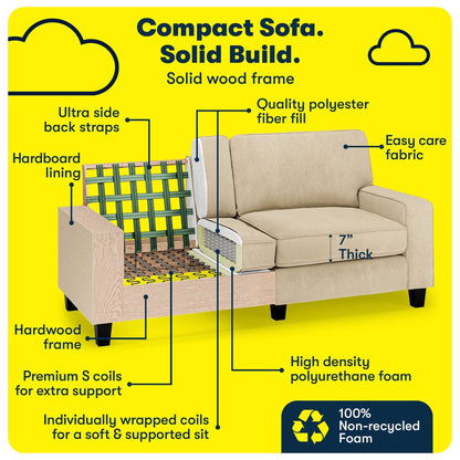 Serta Palisades 73 Track Arm Sofa, Easy Care Polyester, Soft Pillow Back, Pocket Coil Seat Cushions