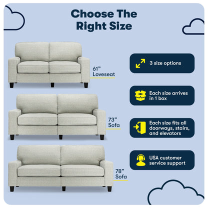 Serta Palisades 73 Track Arm Sofa, Easy Care Polyester, Soft Pillow Back, Pocket Coil Seat Cushions