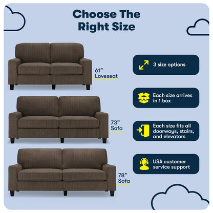Serta Palisades 73 Track Arm Sofa, Easy Care Polyester, Soft Pillow Back, Pocket Coil Seat Cushions