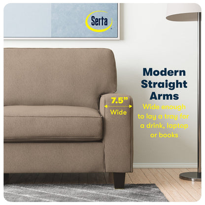 Serta Palisades 73 Track Arm Sofa, Easy Care Polyester, Soft Pillow Back, Pocket Coil Seat Cushions