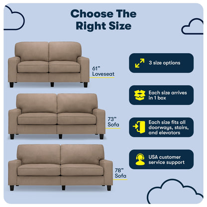 Serta Palisades 73 Track Arm Sofa, Easy Care Polyester, Soft Pillow Back, Pocket Coil Seat Cushions