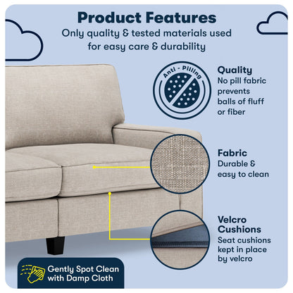 Serta Palisades 73 Track Arm Sofa, Easy Care Polyester, Soft Pillow Back, Pocket Coil Seat Cushions