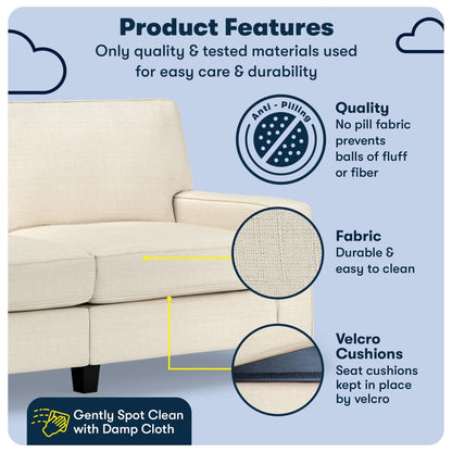 Serta Palisades 73 Track Arm Sofa, Easy Care Polyester, Soft Pillow Back, Pocket Coil Seat Cushions