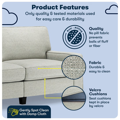 Serta Palisades 73 Track Arm Sofa, Easy Care Polyester, Soft Pillow Back, Pocket Coil Seat Cushions