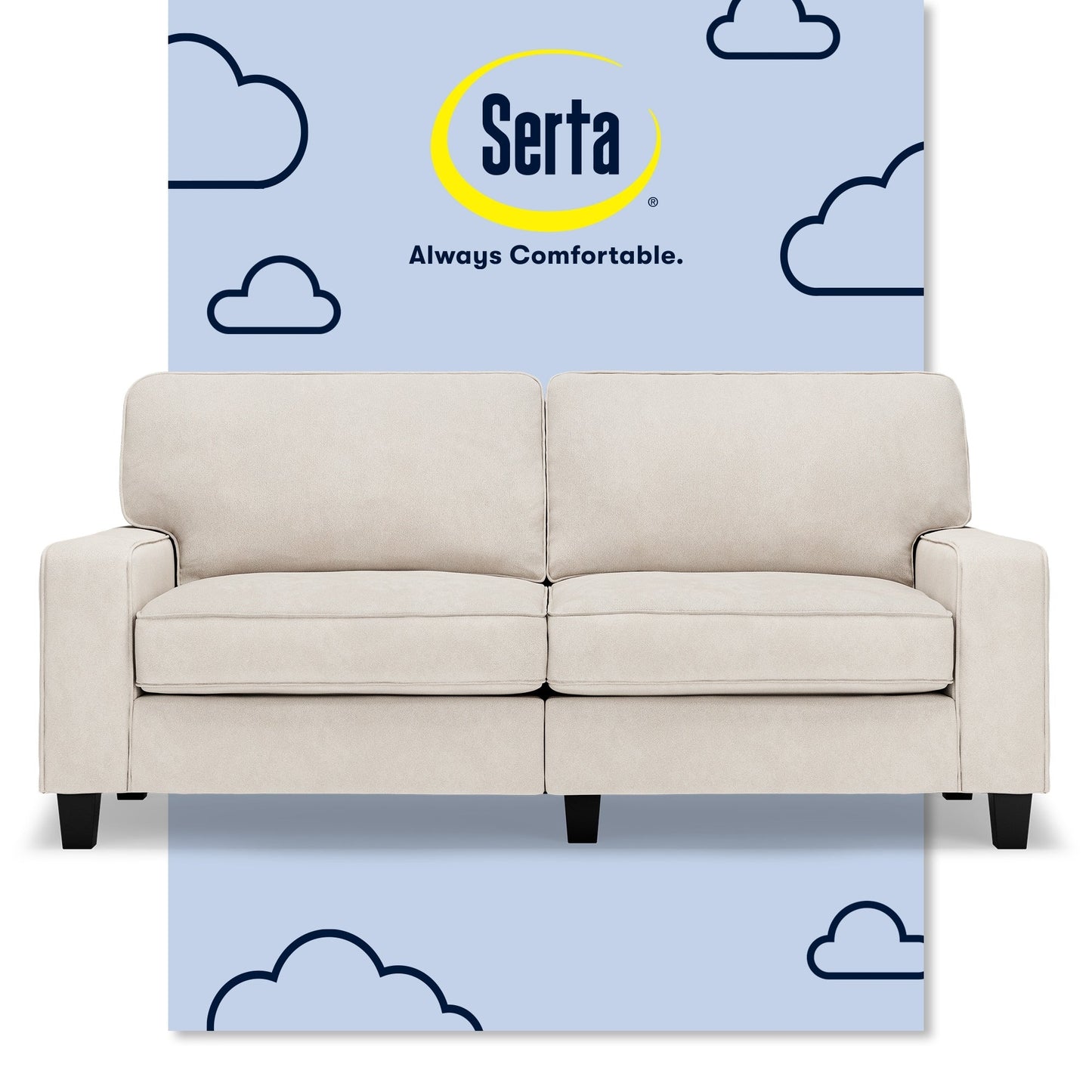 Serta Palisades 73 Track Arm Sofa, Easy Care Polyester, Soft Pillow Back, Pocket Coil Seat Cushions