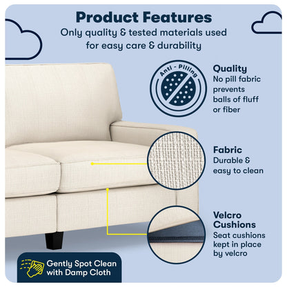 Serta Palisades 73 Track Arm Sofa, Easy Care Polyester, Soft Pillow Back, Pocket Coil Seat Cushions